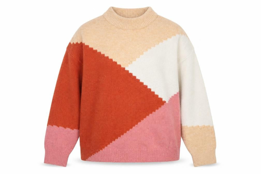 Urban Bliss Women’s Multicoloured Mock Neck Geometric Knit Jumper Size S