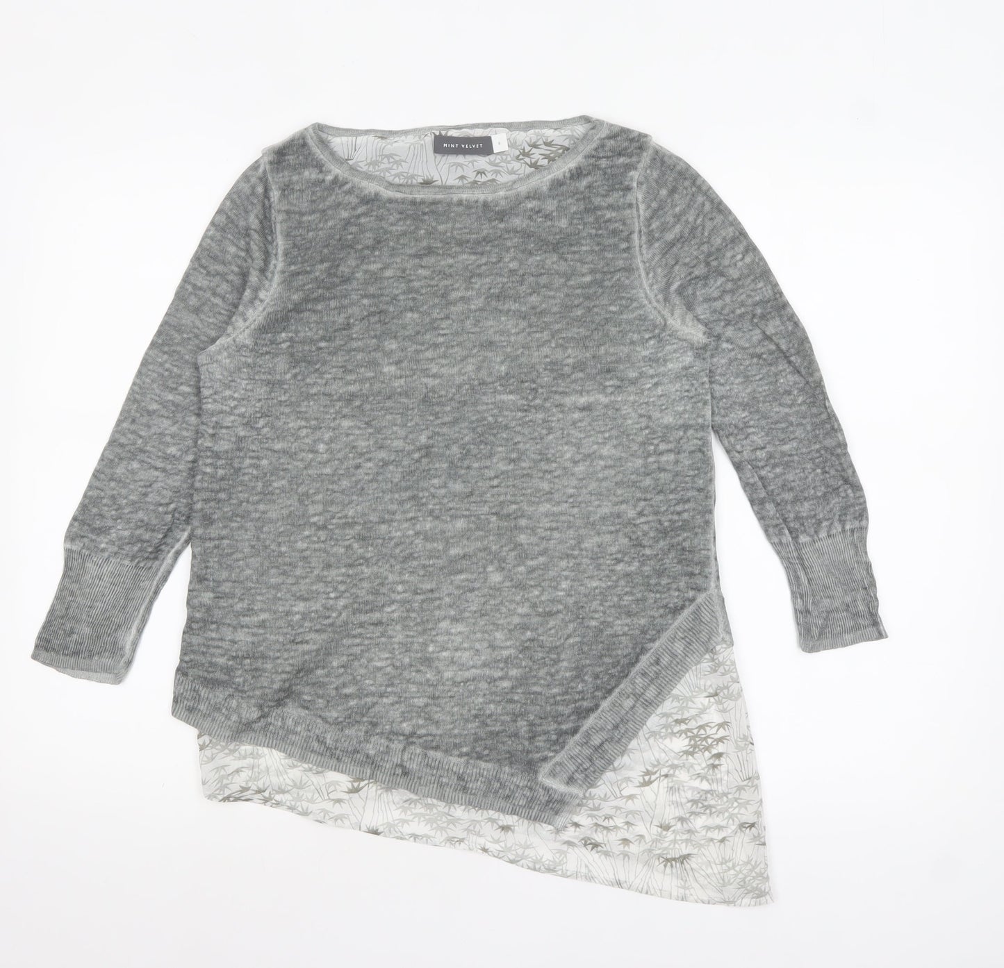 Womens UK Size 8 Mint Velvet Grey Tunic Blouse
