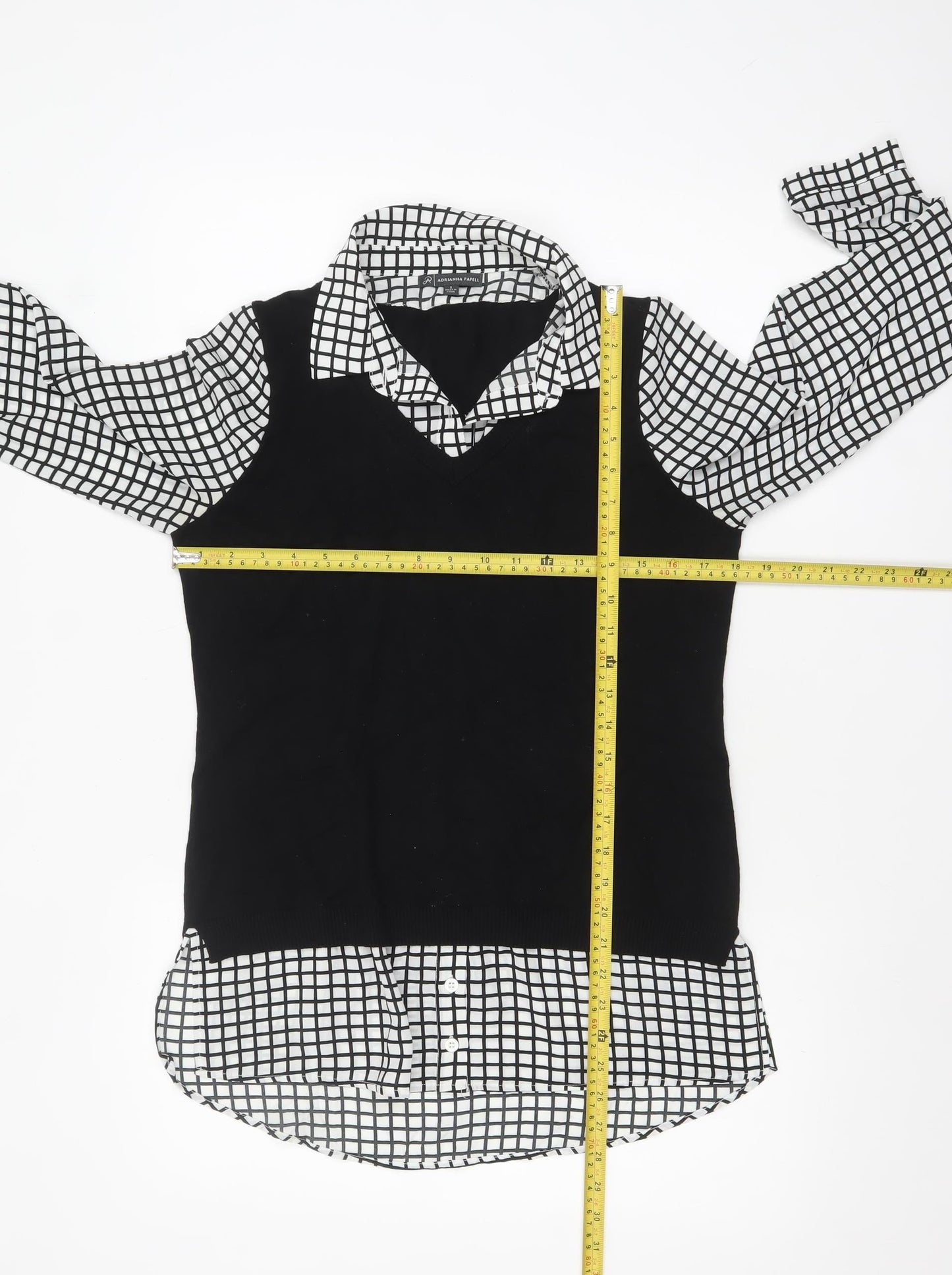 Womens UK Size S Adrianna Papell Black Layered Blouse