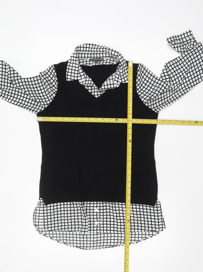 Womens UK Size S Adrianna Papell Black Layered Blouse