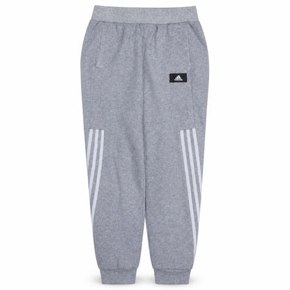 Front view of Adidas boys’ grey jogger trousers 13-14 years regular fit fleece activewear