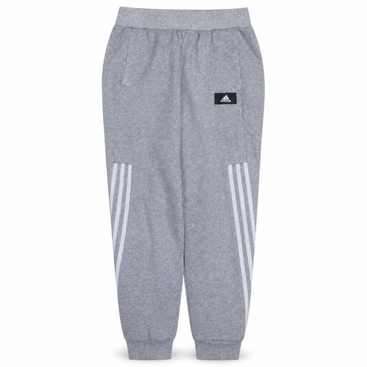 Front view of Adidas boys’ grey jogger trousers 13-14 years regular fit fleece activewear
