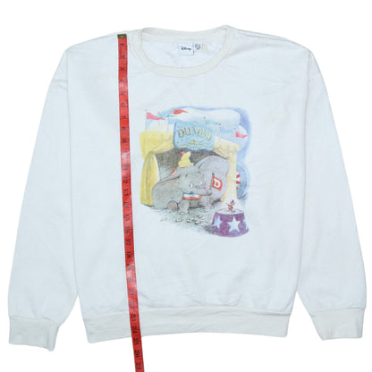 Disney Women White Dumbo Pullover Sweatshirt Size L