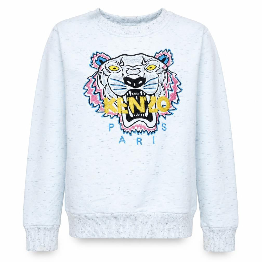 Kenzo Girls White Tiger Embroidered Pullover Sweatshirt 8 Years