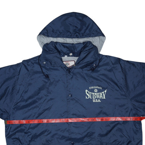Subway USA Men’s Blue Nylon Hooded Windbreaker Jacket Size M