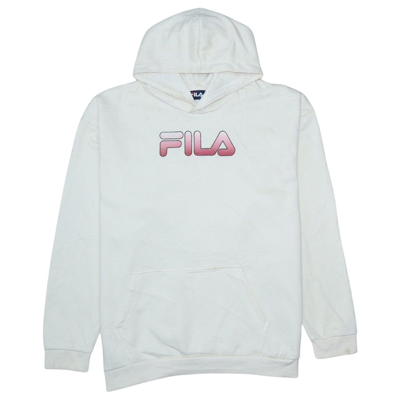 Mens UK Size 2XL FILA White Pullover Hoodie