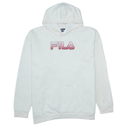 Mens UK Size 2XL FILA White Pullover Hoodie