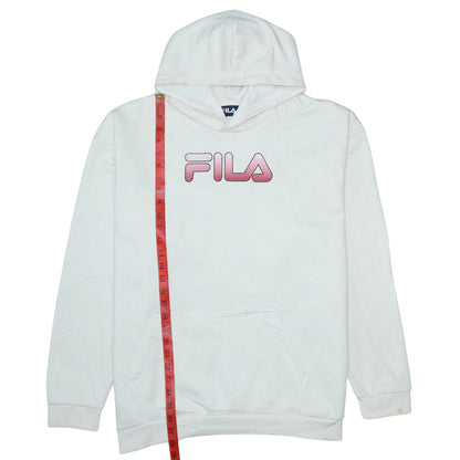 Mens UK Size 2XL FILA White Pullover Hoodie