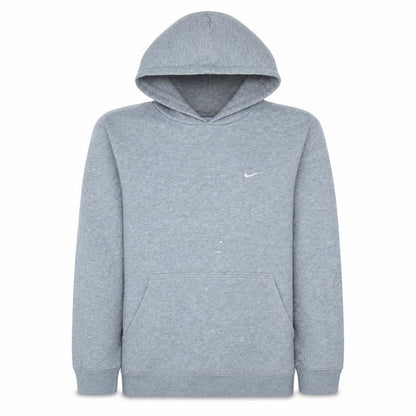 Front view of Nike Teens Grey Pullover Hoodie L Logo Fleece Sweatshirt