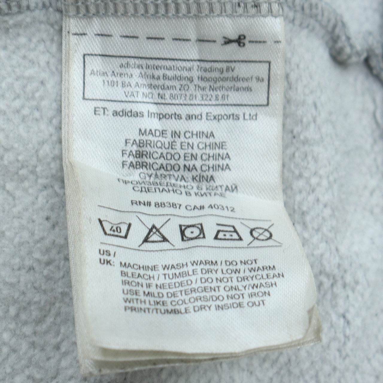 Mens UK Size S adidas Grey Pullover Hoodie