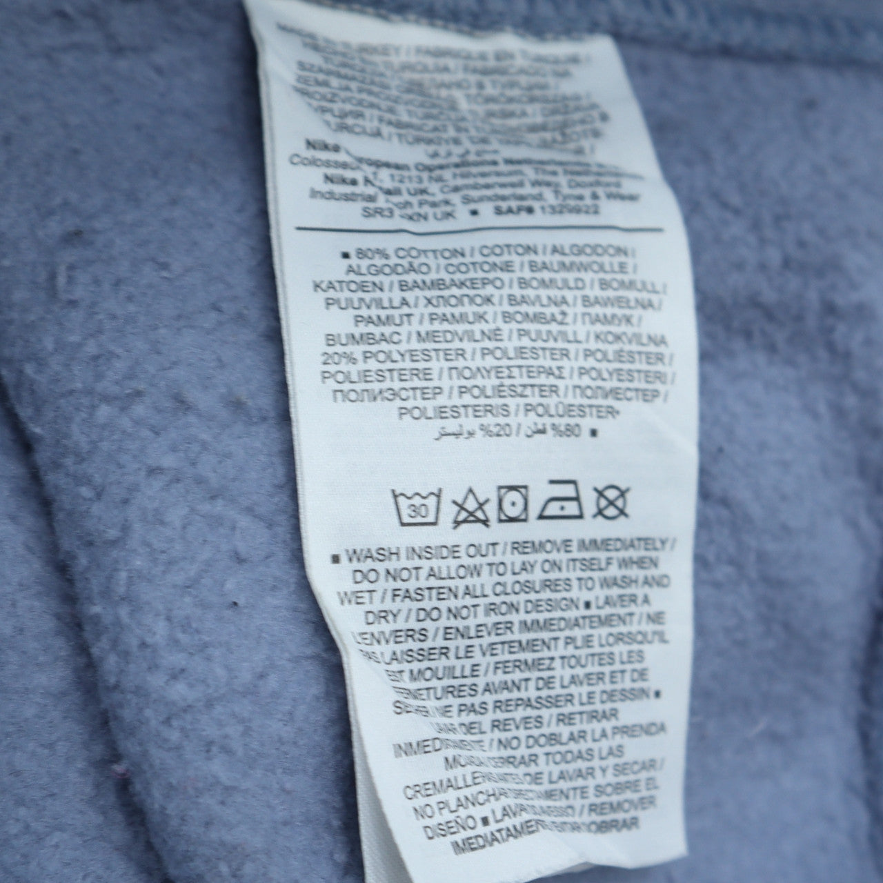 Mens UK Size XS Nike Blue 1/2 Zip Sweatshirt
