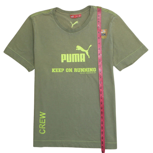 Puma Men's Green Crew Neck Sports Graphic T-Shirt Size L