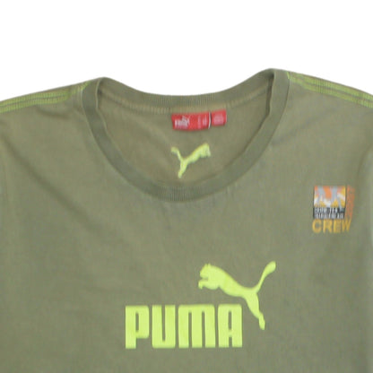 Puma Men's Green Crew Neck Sports Graphic T-Shirt Size L