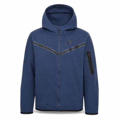 Front view of Nike Teens Blue XL Full Zip Hoodie with Logo Design