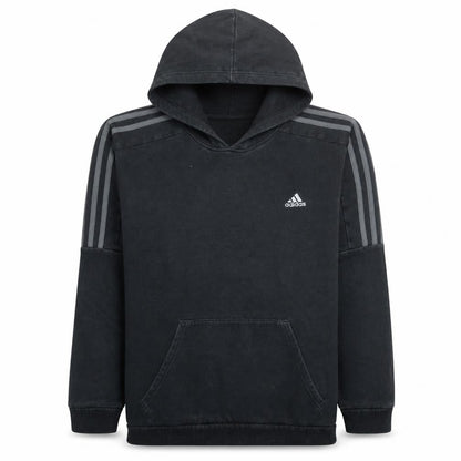 Front view of Adidas Men's Black Pullover Hoodie L Regular Fit Sports Fleece
