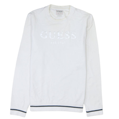 Mens UK Size L GUESS White Pullover Sweatshirt