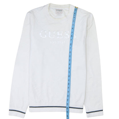 Mens UK Size L GUESS White Pullover Sweatshirt