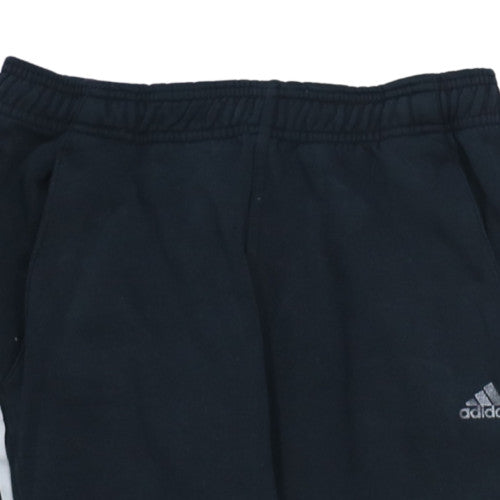 Adidas Boys Black Track Pants 10 Years Elastic Waist Pockets Joggers