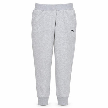 Front view of Puma women’s grey jogger sweatpants, size UK 12, comfortable loungewear