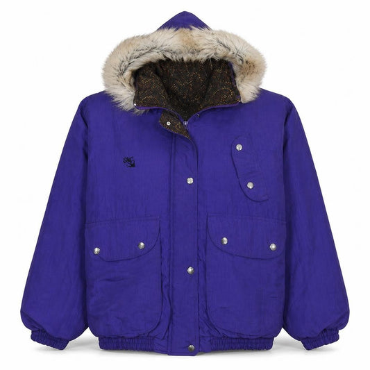 SNC Women’s Purple Hooded Fur Trim Ski Parka Jacket Size 12