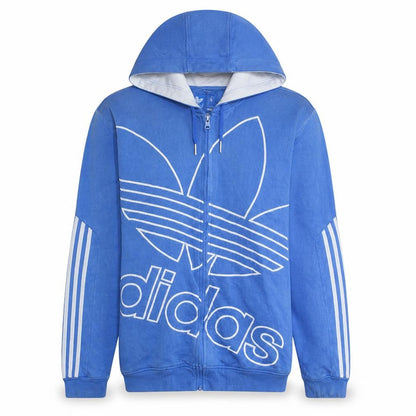 Front view of Adidas men’s blue full zip hoodie m hooded sweatshirt