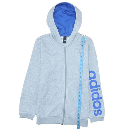 Adidas Boys Grey Full Zip Hoodie 13-14 Years L Logo Sportswear