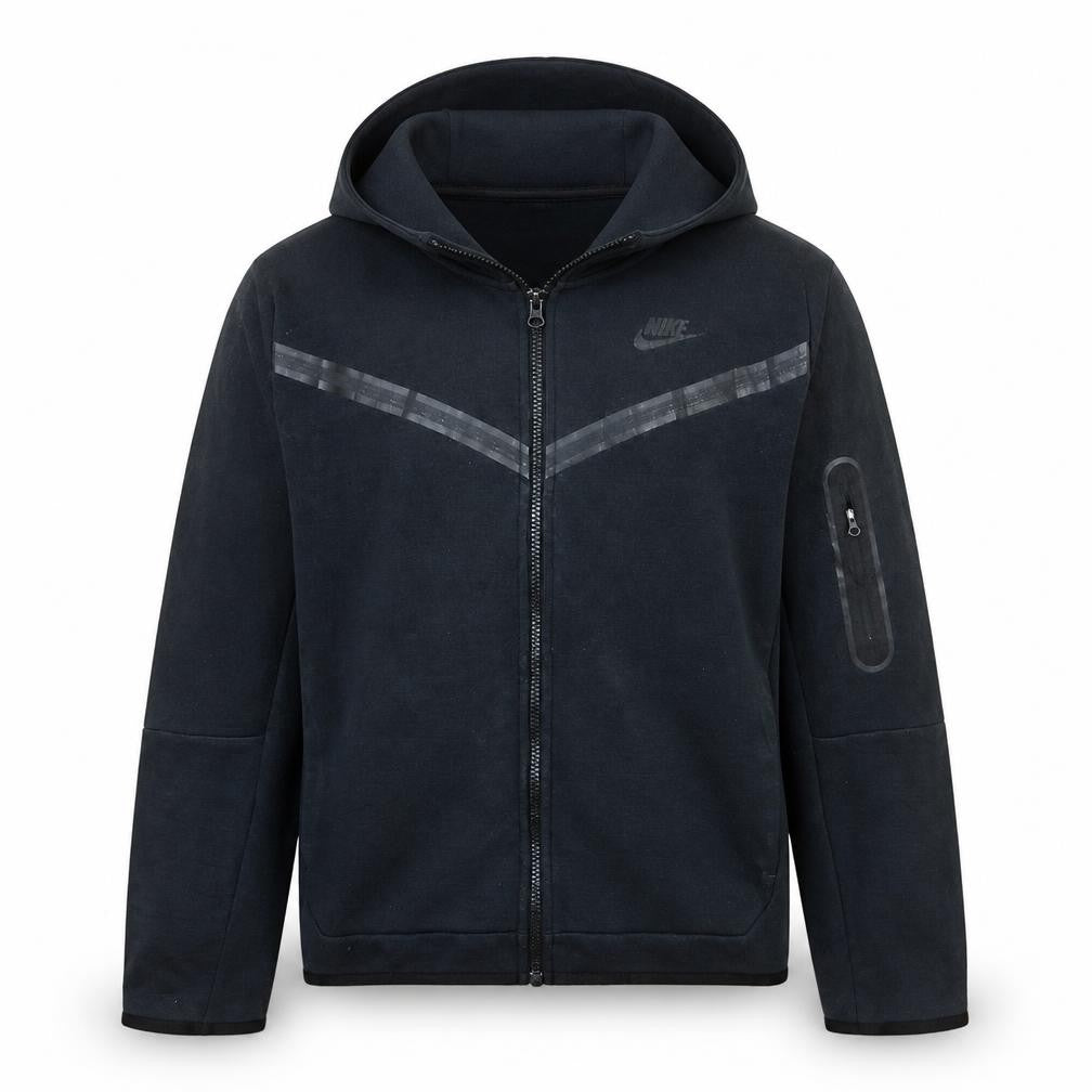 Front view of Nike boys’ black full zip hoodie xl 158-170cm fleece casual sweatshirt