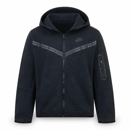 Front view of Nike boys’ black full zip hoodie xl 158-170cm fleece casual sweatshirt