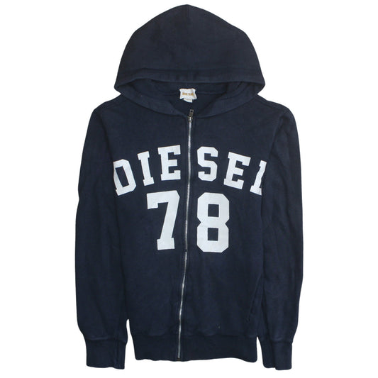 Mens UK Size S Diesel Blue Full Zip Hoodie