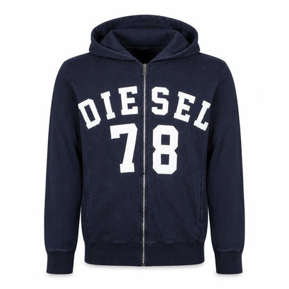 Mens UK Size S Diesel Blue Full Zip Hoodie