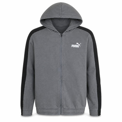 Front view of Puma Men's Grey Full Zip Hoodie XL Sportswear Sweatshirt