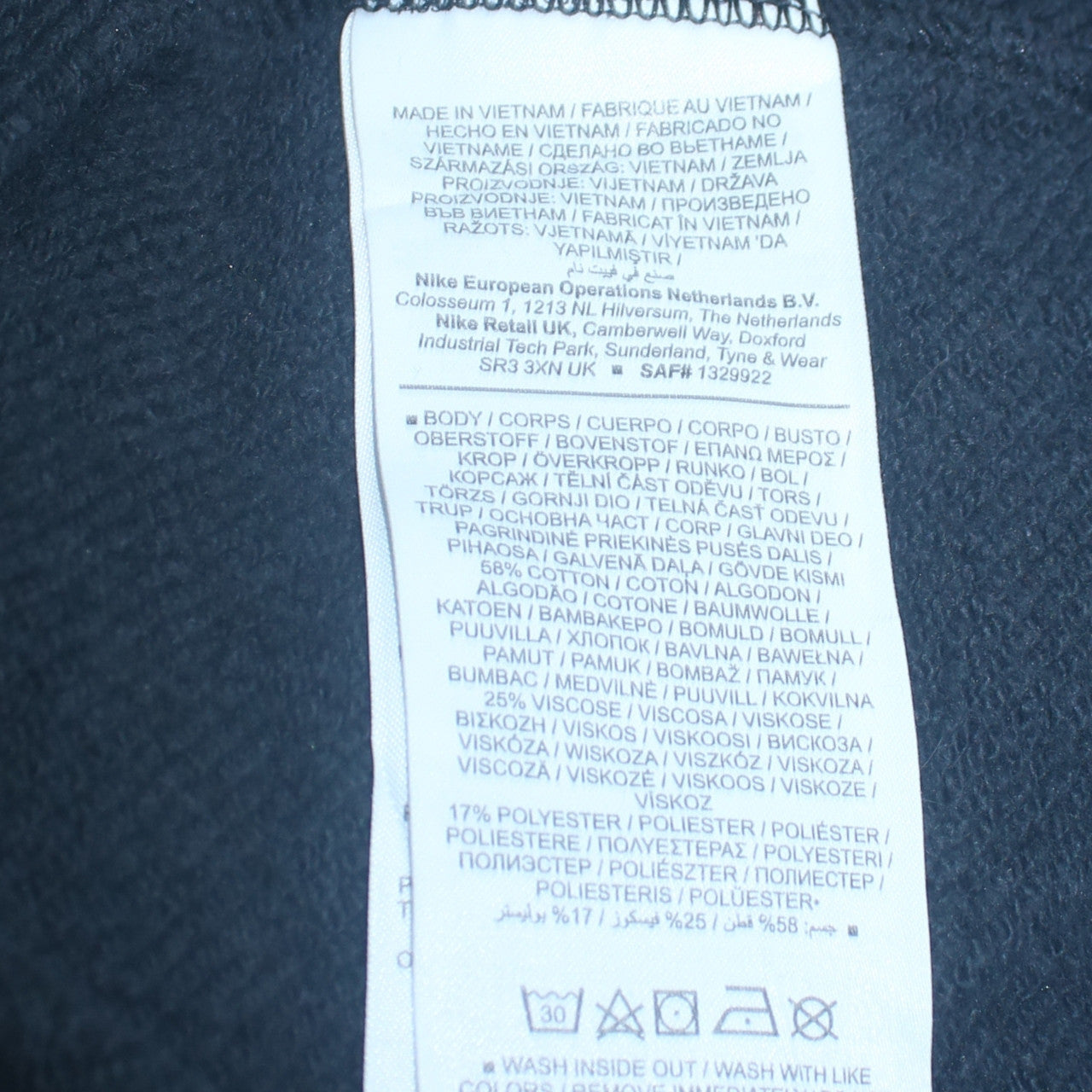 Mens UK Size S Nike Black Pullover Sweatshirt