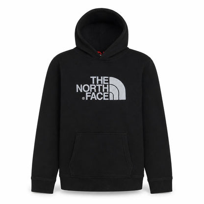 Front view of The North Face boys’ black xl pullover hoodie cotton logo sweatshirt