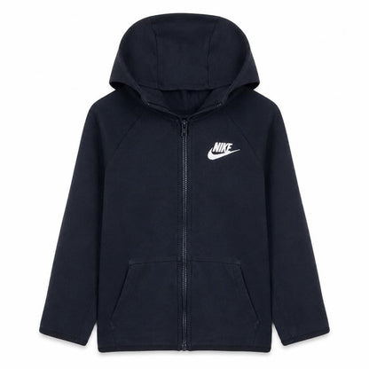 Front view of Nike boys’ black full zip hoodie l 147-158cm fleece sweatshirt