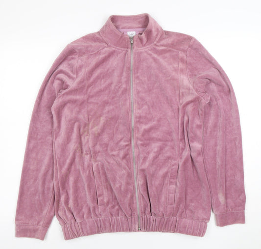 Womens UK Size 14 Cotton Traders Pink Full Zip Hoodie