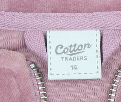 Womens UK Size 14 Cotton Traders Pink Full Zip Hoodie