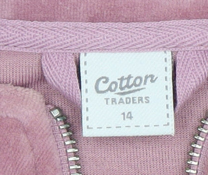 Womens UK Size 14 Cotton Traders Pink Full Zip Hoodie