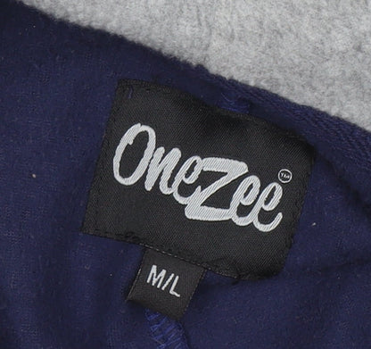 OneZee Men's Blue Hooded Fleece One Piece M Winter Loungewear