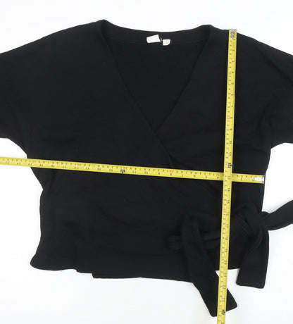 GAP Women’s Black Wrap Short Sleeve Cotton Blend Jumper S