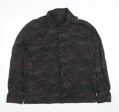 New Look Men Green Camouflage Cotton Button Jacket M