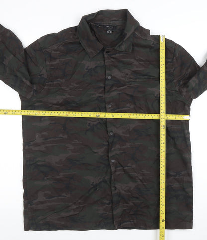 New Look Men Green Camouflage Cotton Button Jacket M