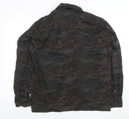 New Look Men Green Camouflage Cotton Button Jacket M