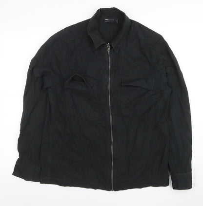 ASOS Design Men's Black Cotton Zip Jacket Size S Regular Fit