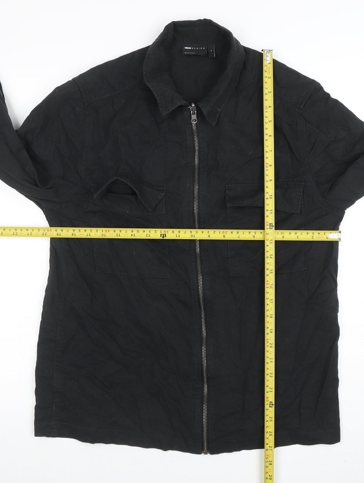 ASOS Design Men's Black Cotton Zip Jacket Size S Regular Fit