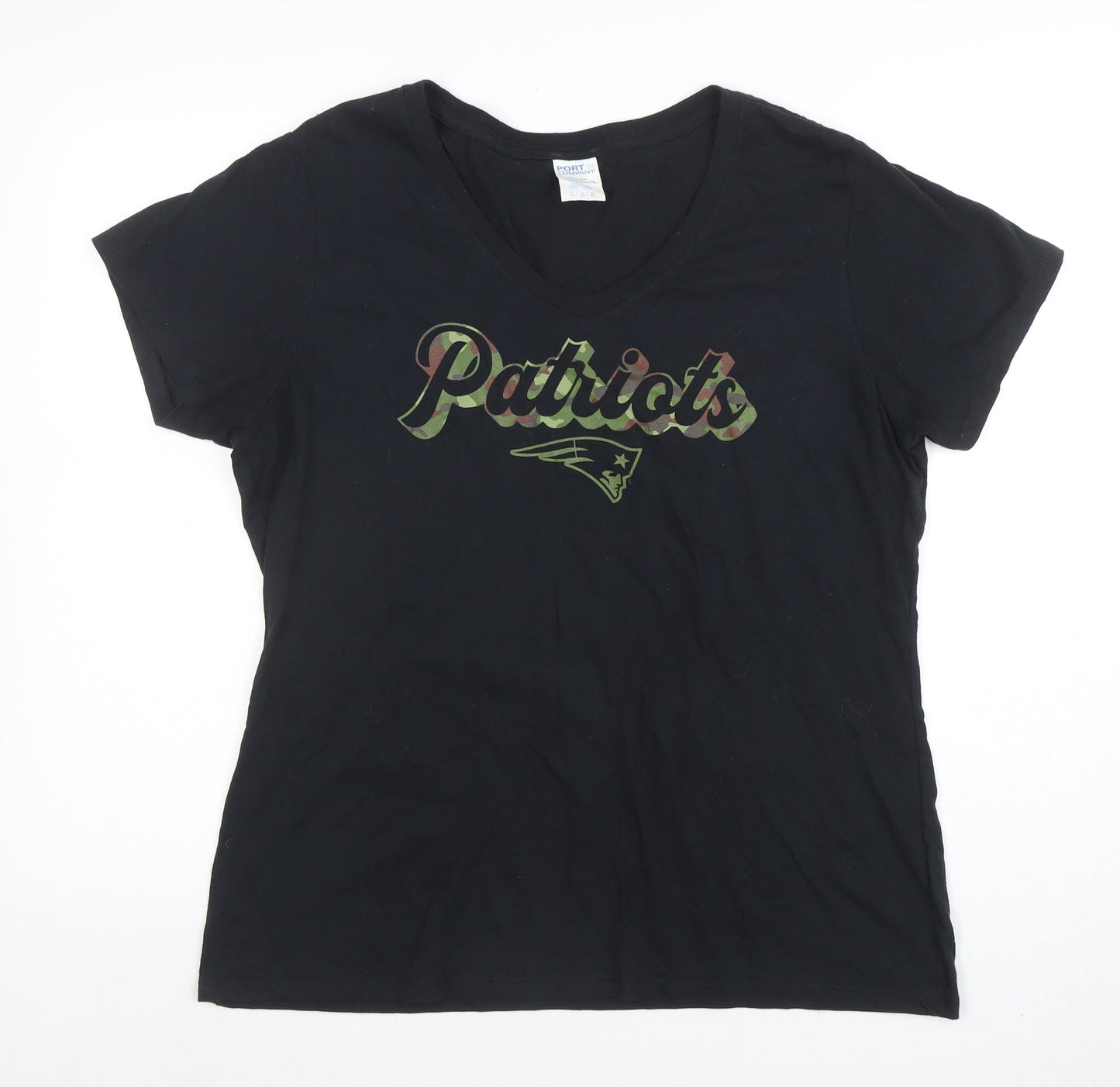 Womens UK Size L Port & Company Black Basic T-Shirt