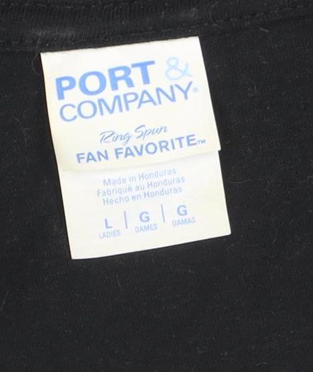 Womens UK Size L Port & Company Black Basic T-Shirt