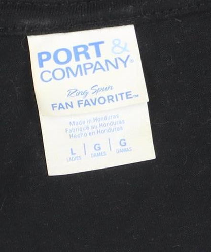 Womens UK Size L Port & Company Black Basic T-Shirt