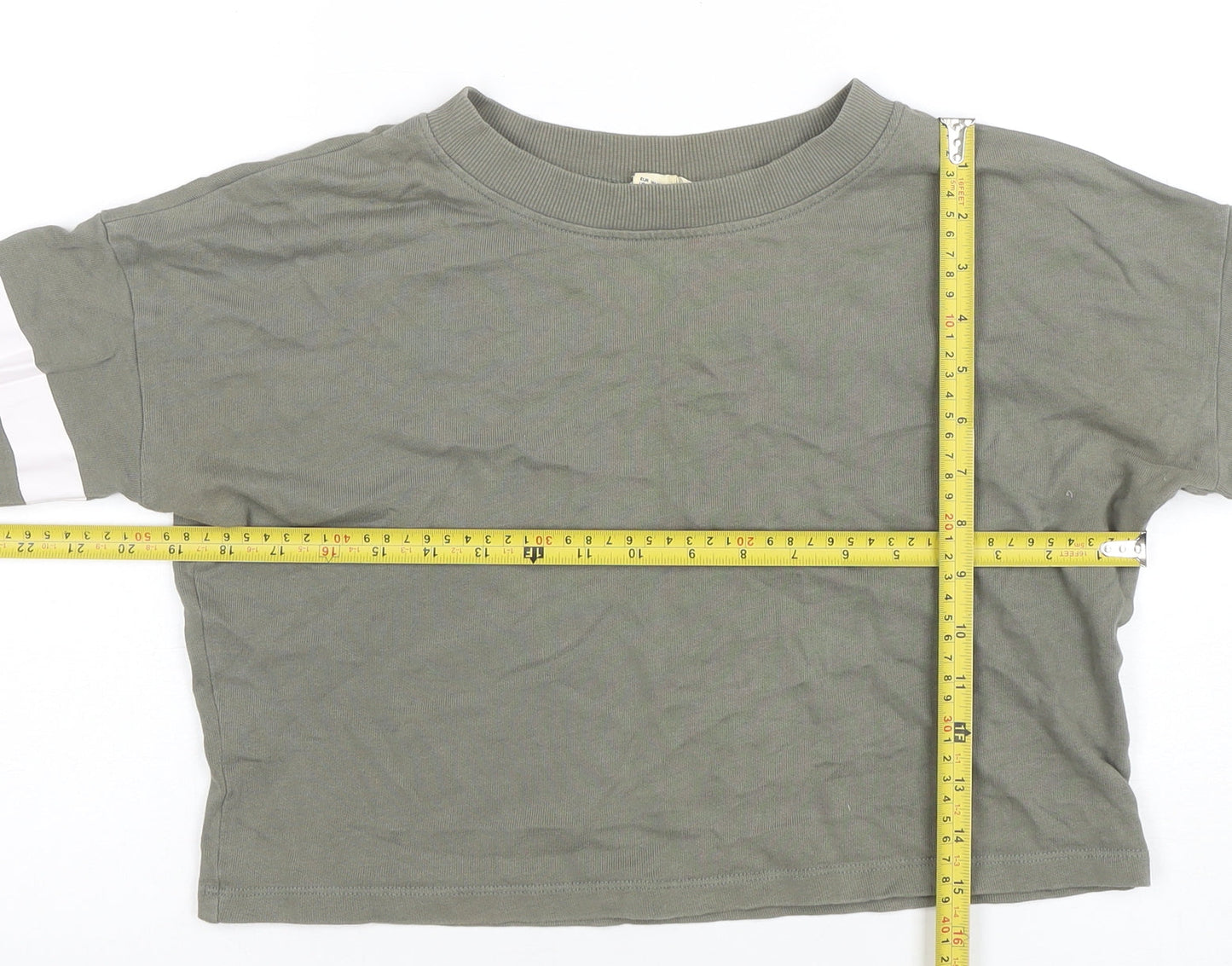 Girls UK Size 10-12 Years H&M Green Cropped T-Shirt