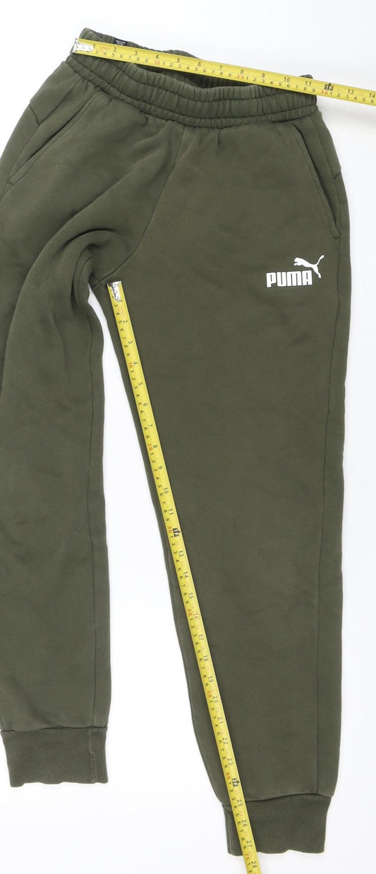 Puma Womens Green Jogger Sweatpants M Regular Fit Cotton Blend
