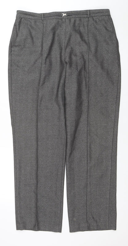 Eastex Womens Grey Herringbone Elastic Waist Trousers Size 16